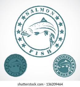 Salmon fish stamp - vector illustration