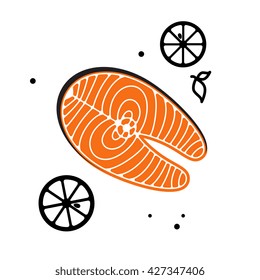 salmon fish steak or filet icon isolated simple vector trout symbol grill