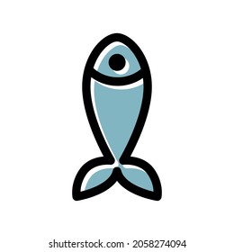 Salmon fish steak hatch icon. For packaging fish or labels, healthy food and sushi