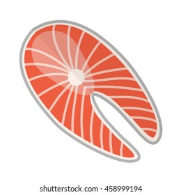 Salmon fish steak isolated on white background. Vector icon of cutted fish