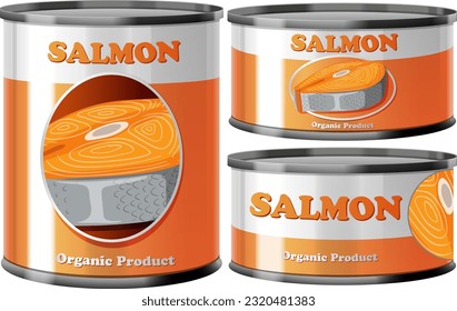 Salmon Fish in Tin Can Collection illustration