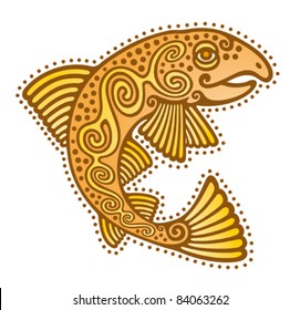 salmon fish tribal ethnic decorative tattoo vector