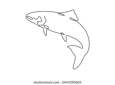 Salmon fish or trout continuous one line drawing vector illustration. Pro vector