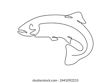 Salmon fish or trout continuous single line drawing vector illustration.