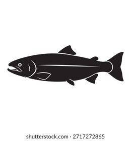 Salmon Fish Vector Icon Silhouette Logo Design