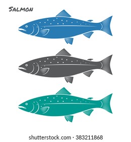 Salmon fish vector illustration on white background