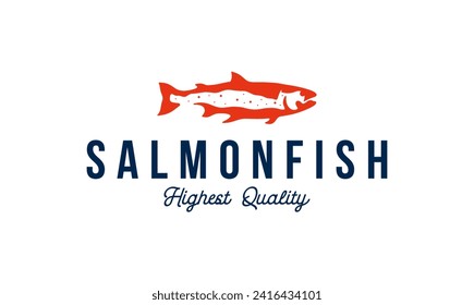 salmon fish vector logo design for sea food cafe restaurant. wild salmon illustration concept