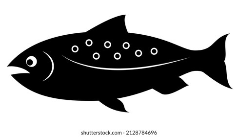 Salmon fish vector silhouette icon isolated on white background