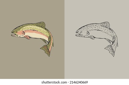 Lachs Fisch Vintage Style Vektorgrafik