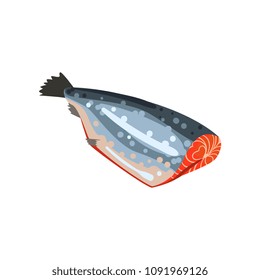 Salmon fish without head, seafood product vector Illustration on a white background