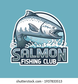 Salmon Fishing Club Logo Design Stock Vector (Royalty Free) 1937833513 ...