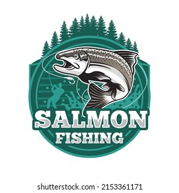 Salmon Fishing Logo for Lakes and Rivers