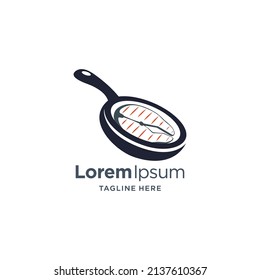 salmon frying logo concept

design