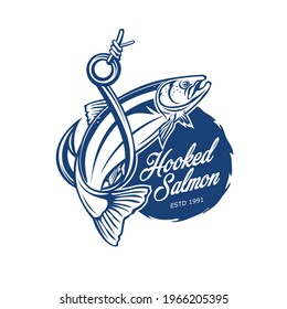 Salmon and hook fishing vector illustration, perfect for tshirt design and fishing team logo