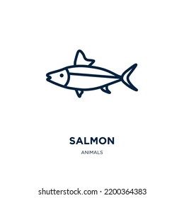 salmon icon from animals collection. Thin linear salmon, seafood, menu outline icon isolated on white background. Line vector salmon sign, symbol for web and mobile