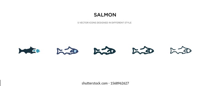 salmon icon in different style vector illustration. two colored and black salmon vector icons designed in filled, outline, line and stroke style can be used for web, mobile, ui