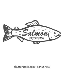 Salmon icon . Saltwater fish isolated on white background. Vector illustration, clip art