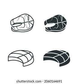 Salmon Icon stock Illustration. An illustration featuring four simple seafood icons