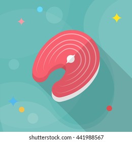 Salmon icon, Vector flat long shadow design. EPS10