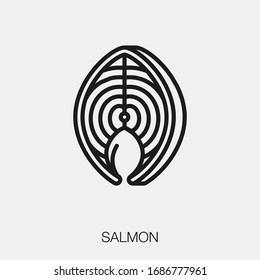 salmon icon vector. Linear style sign for mobile concept and web design. salmon symbol illustration. Pixel vector graphics - Vector.