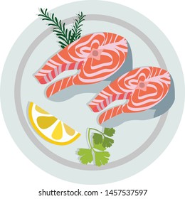 Salmon isolated on white background. illustration vector