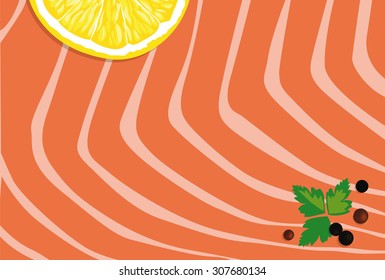 Salmon with lemon in vector.