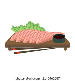 salmon and lettuce on cut table