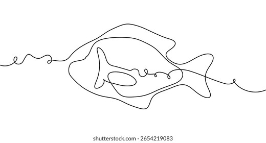 Salmon line fish vector continuous art icon tuna drawing trout seafood. Line fish salmon hand one simple outline illustration water type food hook linear sea fin pond day sketch silhouette logo ocean.