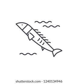 Salmon line icon concept. Salmon vector linear illustration, symbol, sign