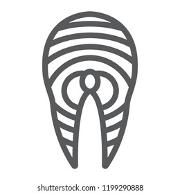 Salmon line icon, fish and food, steak sign, vector graphics, a linear pattern on a white background, eps 10.