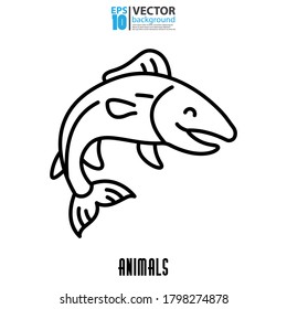 Salmon line icon, outline vector sign. Animal concept. Eps 10 vector illustration.