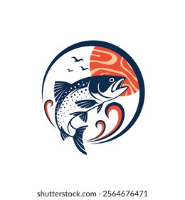 salmon logo with circle concept