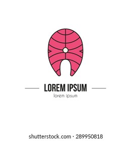 Salmon logo design template. Modern linear branding element for healthy lifestyle company or food manufacturer. Seafood label for restaurant. 