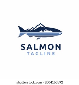 Salmon logo with lake concept