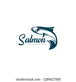 Salmon logo template. Fish logo vector. Fresh fish logo concept. Animal logo vector