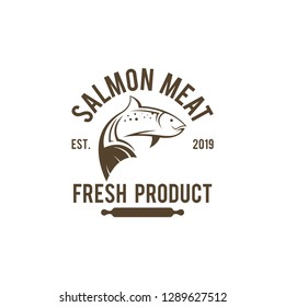 Salmon logo template. Fish logo vector. Fresh fish logo concept. Animal logo vector