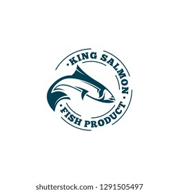 Salmon logo template. Fish logo vector. Fresh fish logo concept. Animal logo vector