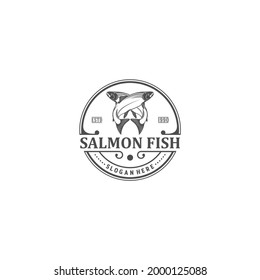 Salmon logo template. Fish logo vector. Fresh fish logo concept in white background
