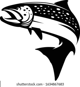 Salmon Logo Template. a Unique movement salmon jumping out of the water,