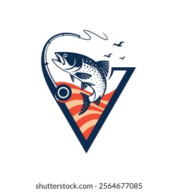 salmon logo with triangle concept