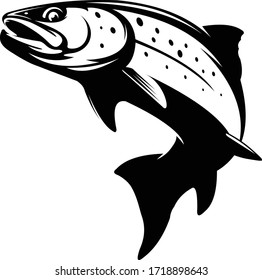 Salmon Logo. A Unique, Clean & Solid salmon Fish Vector, Great to use for Logo, Shirts, Sticker & Decals, Make your salmon fishing activity more cool with this. 