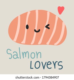 Salmon Lovers cartoon with kids style
