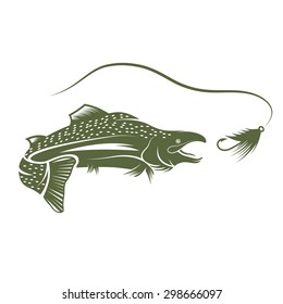 salmon and lure vector design template