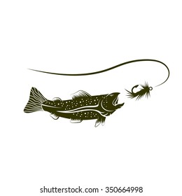 salmon and lure vector illustration