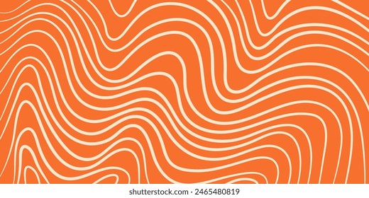 Salmon meat fillet texture pattern background. Stylized fish fillet line art seafood background. Salmon, tuna or trout fish steak flat style design vector illustration.