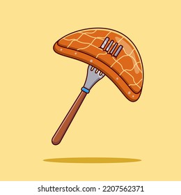Salmon meat and fork vector illustration