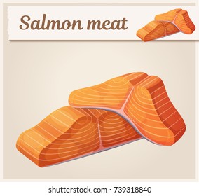 Salmon meat icon. Cartoon vector illustration. Series of food and drink and ingredients for cooking