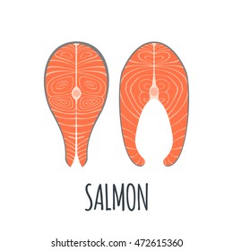 Salmon meat Icon in flat style isolated on white background. Vector illustration.