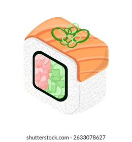 salmon mixed roll isometric illustration