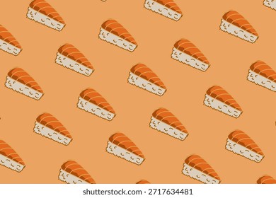 Salmón Nigiri diseño de patrón sin fisuras para la tela y el uso de embalaje